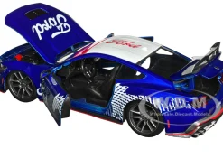 2024 Ford Mustang Dark House Candy Blue with White Top and Mustang Horse Graphics Bigtime Muscle Series 1/24 Diecast Model Car Jada 35419