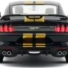 2018 Ford Mustang GT 5.0 Black with Gold Stripes and Graphics "Midnight Eclipse" Series 1/24 Diecast Model Car by Motormax