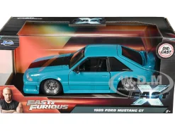 1989 Ford Mustang GT Blue with Black Hood Stripes 