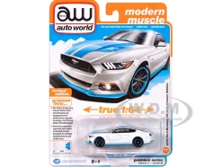 2016 Ford Mustang GT King Premier Edition "Petty's Garage" Oxford White with Petty Blue Stripes "Modern Muscle" Series 1/64 Diecast Model Car by Auto World