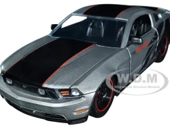 2010 Ford Mustang GT Matt Gray Metallic with Black Graphics and Stripes Ford Performance Bigtime Muscle Series 1/24 Diecast Model Car Jada 34210
