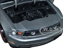 2010 Ford Mustang GT Matt Gray Metallic with Black Graphics and Stripes Ford Performance Bigtime Muscle Series 1/24 Diecast Model Car Jada 34210