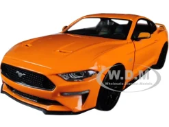 2018 Ford Mustang GT 5.0 Orange Black Wheels 1/24 Diecast Model Car Motormax 79352