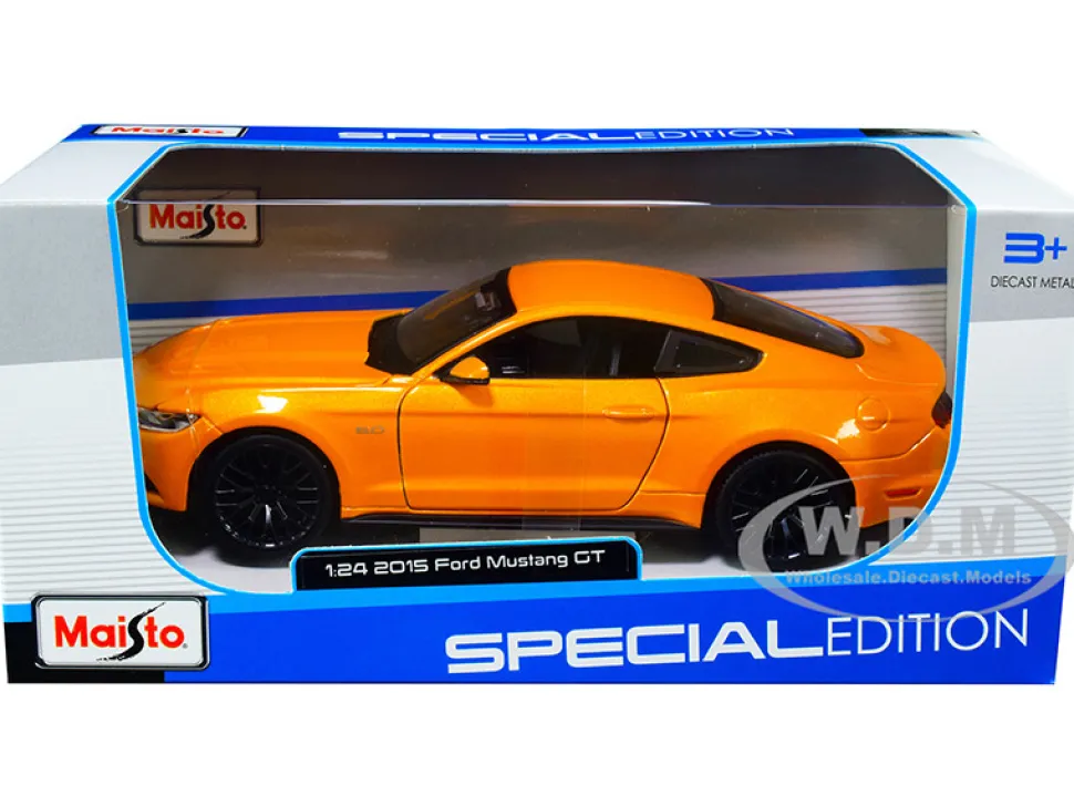 2015 Ford Mustang GT 5.0 Orange Metallic 1/24 Diecast Model Car Maisto 31508
