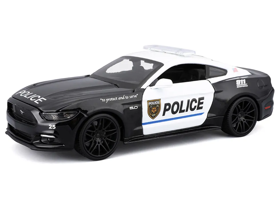 2015 Ford Mustang GT 5.0 "Police" Black and White "Authority" Series 1/24 Diecast Model Car by Maisto