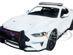 2018 Ford Mustang GT Police Car Unmarked Plain White Law Enforcement and Public Service Series 1/24 Diecast Model Car Motormax 76979w