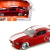 2010 Ford Mustang GT Red Metallic with White Stripes "Bigtime Muscle" Series 1/24 Diecast Model Car by Jada