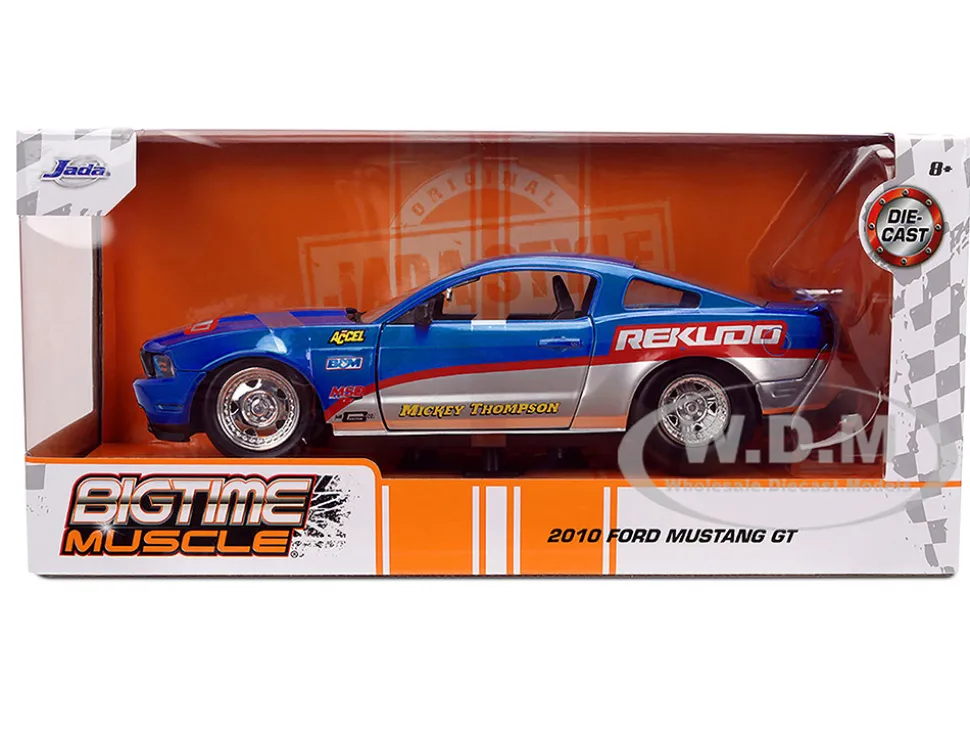 2010 Ford Mustang GT "Rekudo" Blue Metallic with Red and Silver Stripes "Bigtime Muscle" Series 1/24 Diecast Model Car by Jada