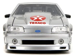 1989 Ford Mustang GT "Texaco" Silver Metallic and Matt Black "Bigtime Muscle" Series 1/24 Diecast Model Car by Jada
