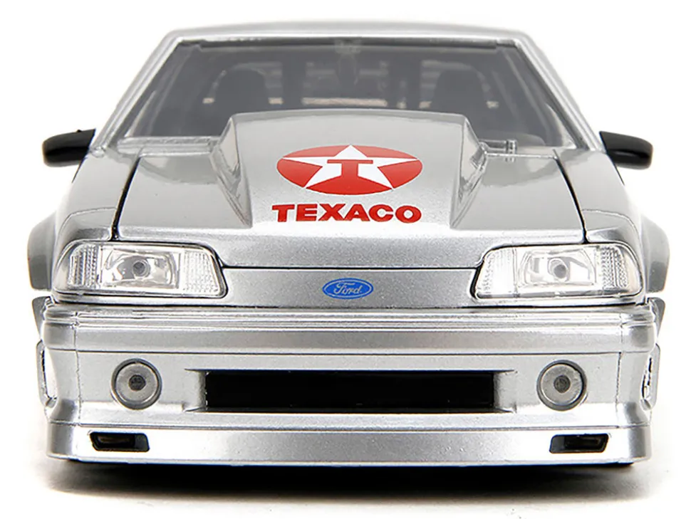1989 Ford Mustang GT "Texaco" Silver Metallic and Matt Black "Bigtime Muscle" Series 1/24 Diecast Model Car by Jada