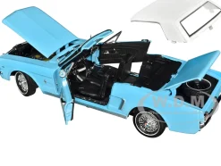 1964 1 2 Ford Mustang Light Blue with White Top James Bond 007 Thunderball 1965 Movie James Bond Collection Series 1/18 Diecast Model Car Motormax 79834JB