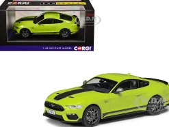 Ford Mustang Mk6 Mach 1 RHD (Right Hand Drive) Grabber Yellow with Black Stripes "Vanguards" Series 1/43 Diecast Model Car by Corgi