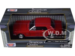 1964 1/2 Ford Mustang Red 1/24 Diecast Model Car Motormax 73273