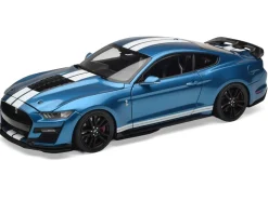 2022 Ford Mustang Shelby GT500 Blue Metallic with White Stripes 1/18 Diecast Model Car by IXO Models