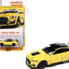 2021 Ford Mustang Shelby GT500 Carbon Fiber Track Pack Grabber Yellow with Black Top "Modern Muscle" Series 1/64 Diecast Model Car by Auto World