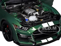 Ford Mustang Shelby GT500 Eruption Green Metallic with White Stripes 1/18 Model Car by Autoart