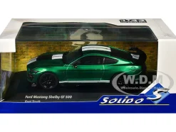 2020 Ford Mustang Shelby GT500 Fast Track Eruption Green Metallic with White Stripes 1/43 Diecast Model Car by Solido