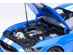 Ford Mustang Shelby GT500 Grabber Blue with White Stripes 1/18 Model Car by Autoart