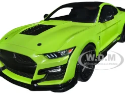 2020 Ford Mustang Shelby GT500 Grabber Lime Green Metallic with Black Top Stripes 1/18 Diecast Model Car Solido S1805902