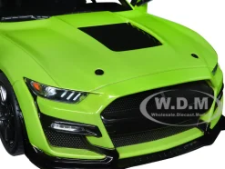 2020 Ford Mustang Shelby GT500 Grabber Lime Green Metallic with Black Top Stripes 1/18 Diecast Model Car Solido S1805902