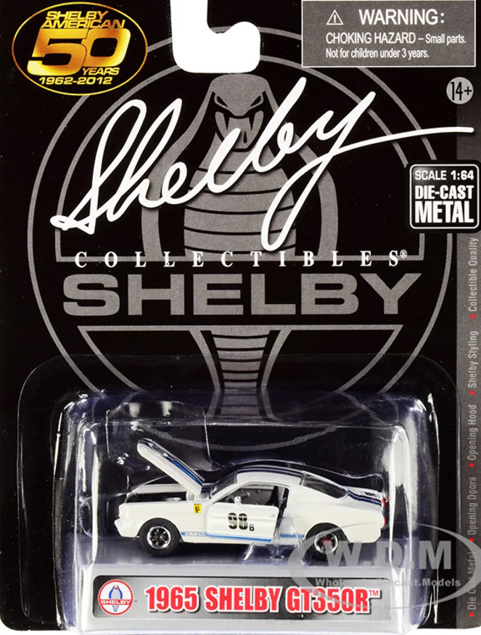 1965 Ford Mustang Shelby GT350R #98B Terlingua Racing Team White Blue Stripes Shelby American 50 Years 1962 2012 1/64 Diecast Model Car Shelby Collectibles SC777