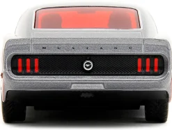 1969 Ford Mustang Silver Metallic and Dark Red and Star Lord Diecast Figure Marvel Guardians of the Galaxy Hollywood Rides Series 1/32 Diecast Model Car Jada 33077
