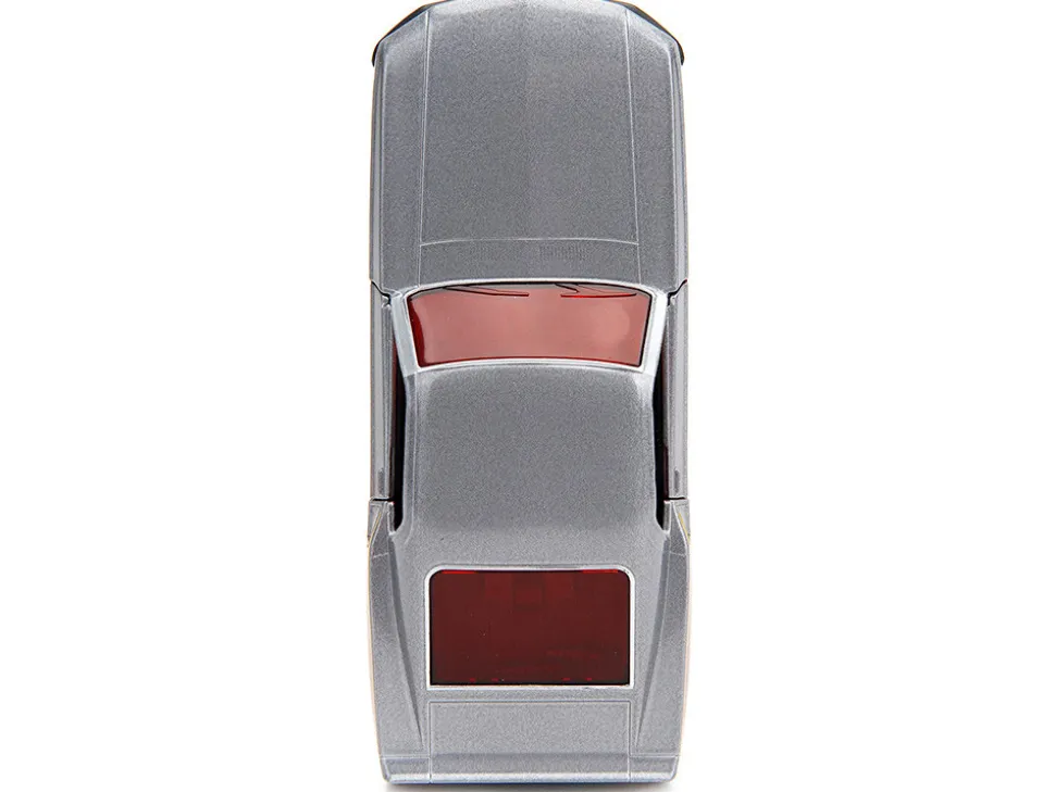 1969 Ford Mustang Silver Metallic and Dark Red and Star Lord Diecast Figure Marvel Guardians of the Galaxy Hollywood Rides Series 1/32 Diecast Model Car Jada 33077