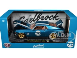 1970 Ford Mustang Sportsroof #70 Blue Metallic with White Stripes Limited Edition to 4050 pieces Worldwide 1/24 Diecast Model Car by M2 Machines
