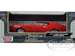 1971 Ford Mustang Sportsroof Red 1/24 Diecast Model Car Motormax 73327