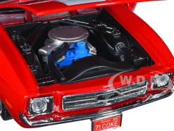 1971 Ford Mustang Sportsroof Red White Stripes Refresh Yourself Coca-Cola 1/24 Diecast Model Car Motor City Classics 424071