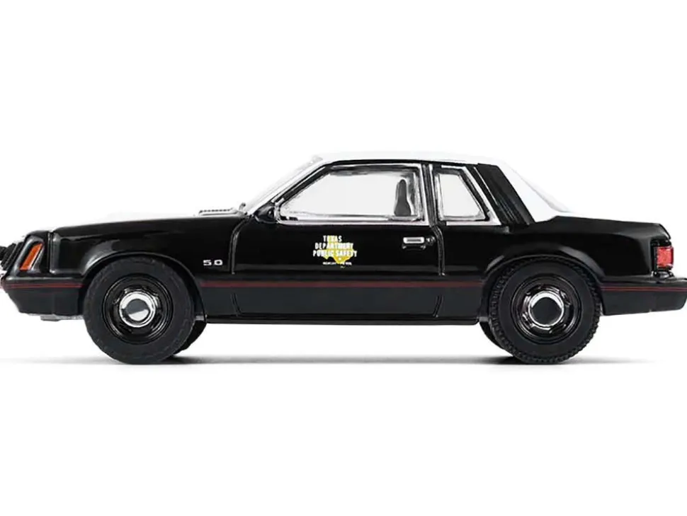 1982 Ford Mustang SSP "Texas Department of Public Safety Highway Patrol" Black with White Hood and Top "Hobby Exclusive" Series 1/64 Diecast Model Car by Greenlight