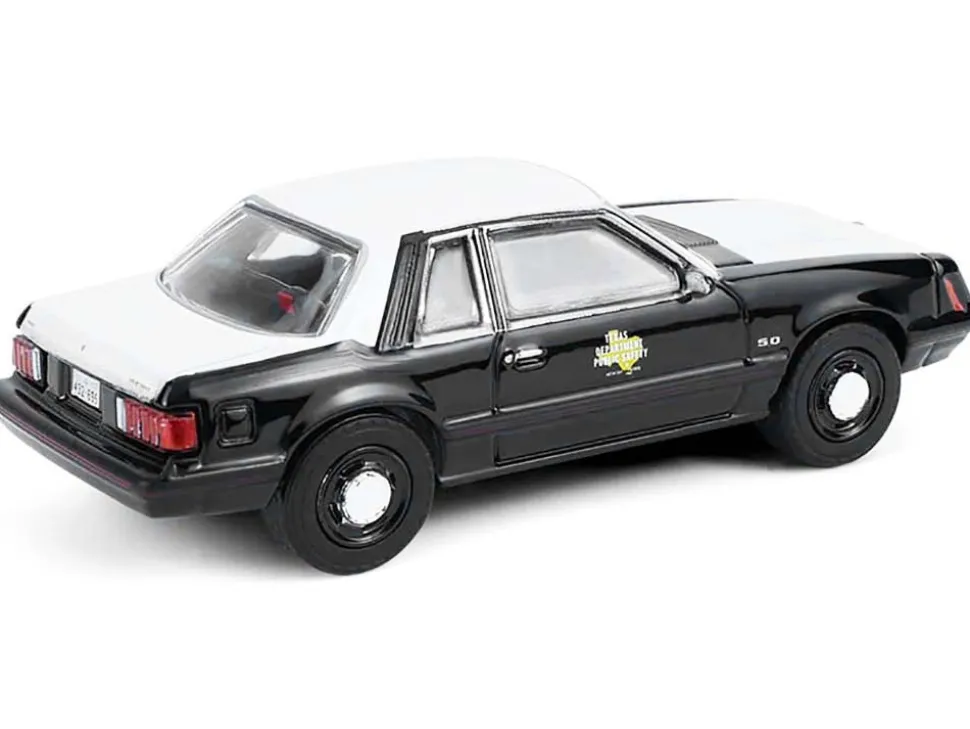 1982 Ford Mustang SSP "Texas Department of Public Safety Highway Patrol" Black with White Hood and Top "Hobby Exclusive" Series 1/64 Diecast Model Car by Greenlight