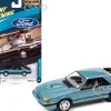 1986 Ford Mustang SVO Light Regatta Blue Metallic Black Stripes Classic Gold Collection Series Limited Edition 12768 pieces Worldwide 1/64 Diecast Model Car Johnny Lightning JLCG029-JLSP247A