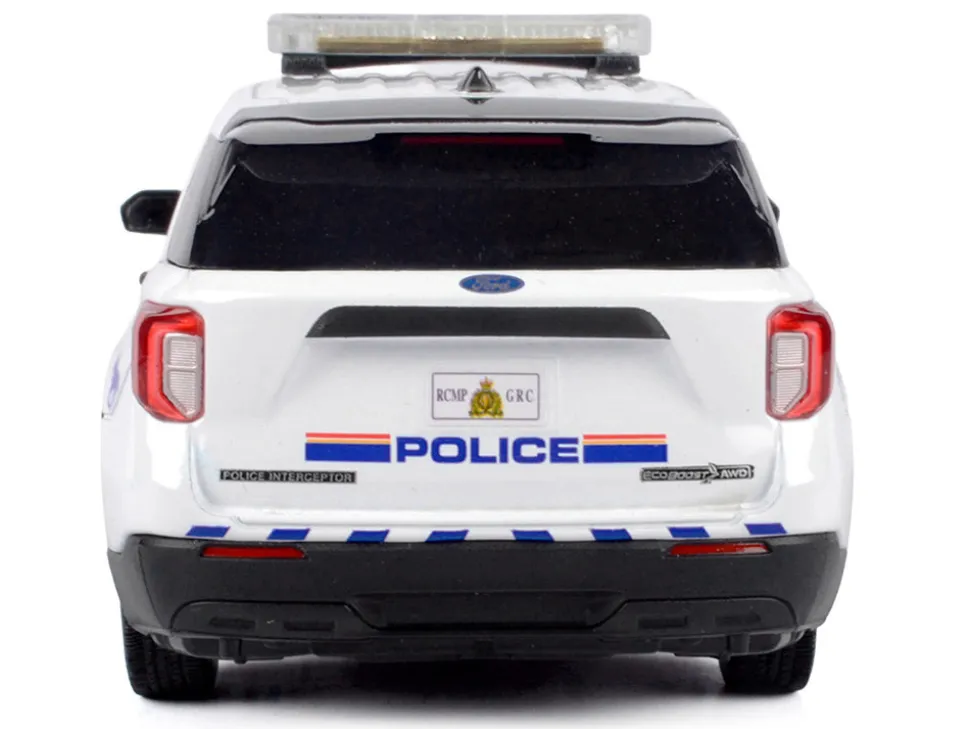 2022 Ford Police Interceptor Utility White "Royal Canadian Mounted Police (RCMP)" with Flashing Light Bar and Front and Rear Lights and Sounds 1/24 Diecast Model Car by Motormax