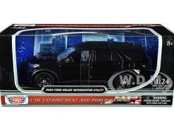 2022 Ford Police Interceptor Utility Unmarked Slick-Top Black 1/24 Diecast Model Car Motormax 76990BK
