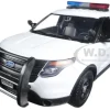 2015 Ford Police Interceptor Utility White with Light Bar and Sound 1/24 Diecast Model Car Motormax 79535