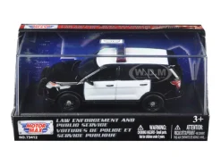 2015 Ford Police Interceptor Utility Plain Black and White Car In Display Showcase 1/43 Diecast Model Car Motormax 79478