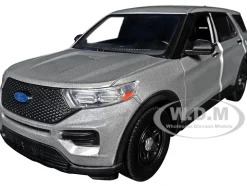 2022 Ford Police Interceptor Utility Unmarked Silver Metallic "Builder's Kit" "Law Enforcement and Public Service" Series 1/24 Diecast Model Car by Motormax