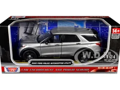 2022 Ford Police Interceptor Utility Unmarked Silver Metallic "Builder's Kit" "Law Enforcement and Public Service" Series 1/24 Diecast Model Car by Motormax