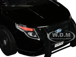 2015 Ford Police Interceptor Utility Black and White Los Angeles Police Department LAPD with Flashing Light Bar and Front and Rear Lights and Sounds 1/24 Diecast Model Car Motormax 79540