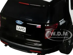 2015 Ford Police Interceptor Utility Black and White Los Angeles Police Department LAPD with Flashing Light Bar and Front and Rear Lights and Sounds 1/24 Diecast Model Car Motormax 79540