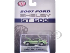 2007 Ford Shelby GT500 Lime Green Metallic with Silver Stripes "Shelby Collectibles" Series 1/64 Diecast Model Car by ACME