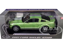 2007 Ford Shelby GT500 Lime Green Metallic with Silver Stripes "Shelby Collectibles" Series 1/18 Diecast Model Car by ACME
