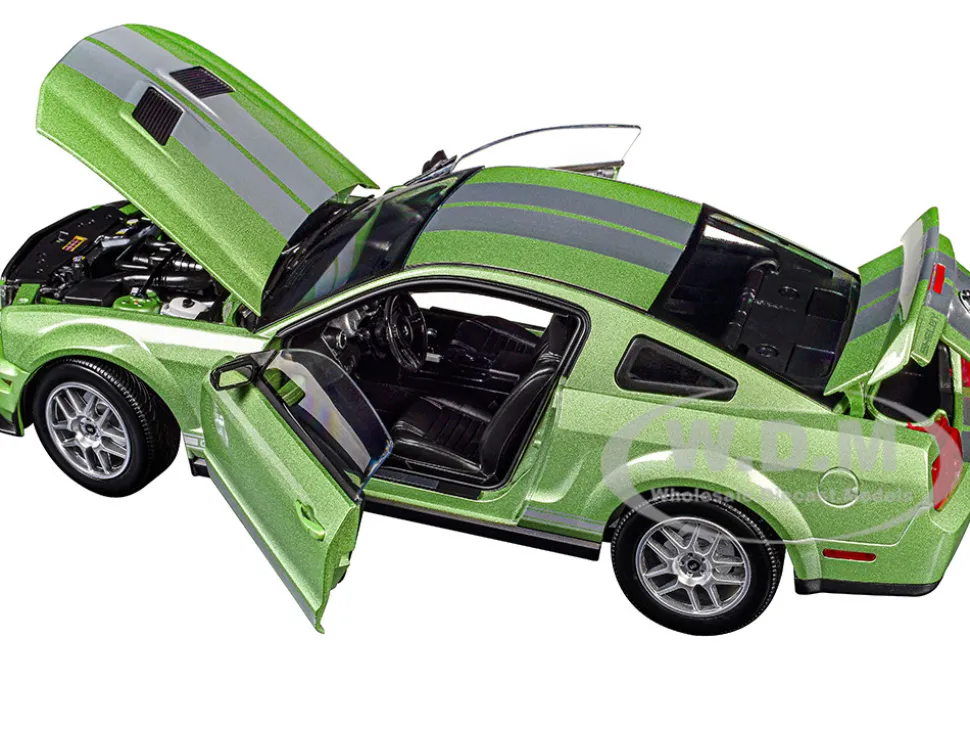 2007 Ford Shelby GT500 Lime Green Metallic with Silver Stripes "Shelby Collectibles" Series 1/18 Diecast Model Car by ACME
