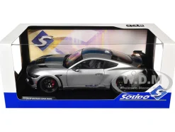 2024 Ford Shelby Mustang Super Snake Gray Metallic with Blue Stripes 1/18 Diecast Model Car by Solido