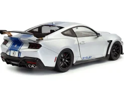 2024 Ford Shelby Mustang Super Snake Gray Metallic with Blue Stripes 1/18 Diecast Model Car by Solido