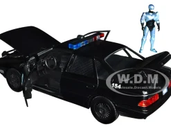 Ford Taurus OCP Matt Black Detroit Police and Robocop Diecast Figure 35th Anniversary Robocop 1987 Movie Hollywood Rides Series 1/24 Diecast Model Car Jada 33743