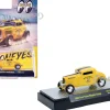 1932 Ford Three-Window Coupe "MoonEyes" Yellow with Black Stripe Limited Edition to 4400 pieces Worldwide 1/64 Diecast Model Car by M2 Machines
