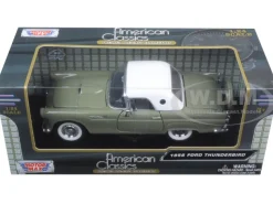 1956 Ford Thunderbird Soft Top Green 1/24 Diecast Car Model Motormax 73312