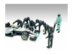 Formula One F1 Pit Crew 7 Figure Set Team Black Release III for 1/18 Scale Models American Diorama 76557